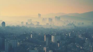 contaminado aire terminado densamente poblado ciudad. generativo ai foto