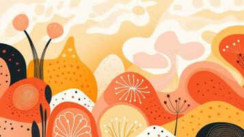 Expressive landscape pattern, a burst of organic shapes and colors. Generative AI photo