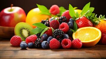 Fresh and vibrant fruits colorful medley healthy choices. Generative AI photo
