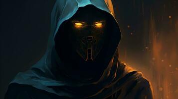 Masked Figure Portrait. Generative AI photo