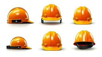 Safety yellow helmet, hard hat isolated on white background, Generative AI illustration photo