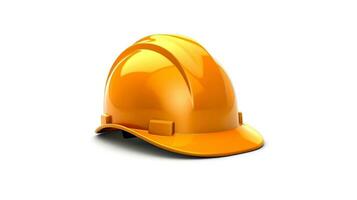 Safety yellow helmet, hard hat isolated on white background, Generative AI illustration photo