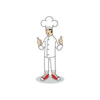 a male chef with two thumbs forward vector