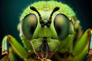 Close-up of insect eye and head with beautiful blurred background, Generative AI illustration photo