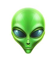 verde extraterrestre cara aislado en blanco fondo foto