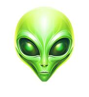 verde extraterrestre cara aislado en blanco fondo foto