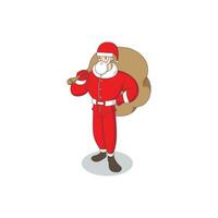 Santa Claus is carrying a sack containing gifts 01 vector