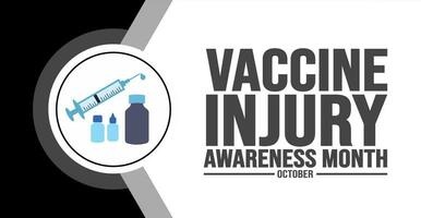 October is Vaccine Injury Awareness Month background template. Holiday concept. background, banner, placard, card, and poster design template with text inscription and standard color. vector