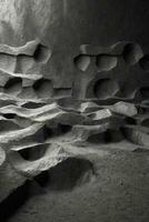 Old wall texture cement dark black gray background abstract grey color design are light with white gradient background.. AI generated photo