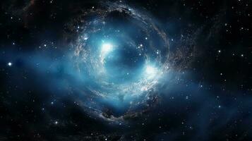 Surreal cosmic scene wormhole stars. Generative AI photo
