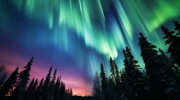 Time lapse aurora borealis dancing sky. Generative AI photo