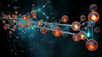 Abstract image of a network of spheres. Generative AI photo