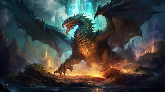 Mythical Creatures digital artwork. Generative AI photo