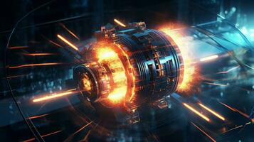 Dynamic metal object in motion. Generative AI photo