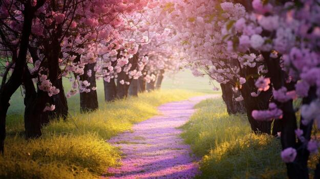 Field of dreams path. Generative AI photo