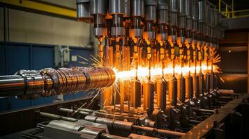 Nuclear fuel rod assembly process. Generative AI photo