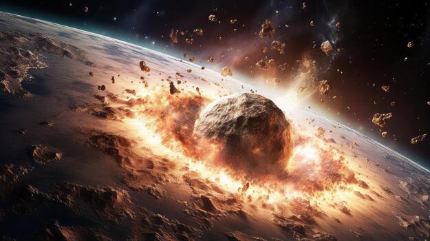 Artist's impression of a massive explosion in space. Generative AI photo