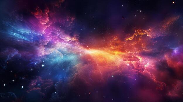 Cosmic explosion colorful gases. Generative AI photo