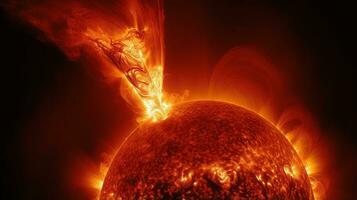 Close up solar prominence sun surface. Generative AI photo