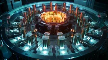 Close up of nuclear reactor's fuel assembly. Generative AI photo