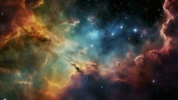 Colorful space filled with stars and clouds. Generative AI photo