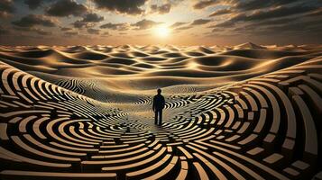 Desert mirage illusion. Generative AI photo
