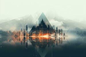 Abstract double exposure Christmas concept. Generative AI photo