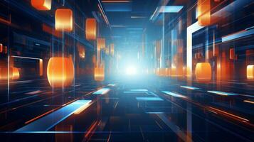 Glimpse of the future in abstract digital art. Generative AI photo