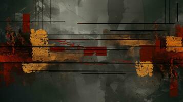 Abstract painting with red, yellow and black colors. Generative AI photo
