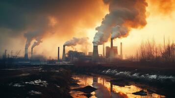 industrial contaminación con tóxico vapores y emisiones generativo ai foto