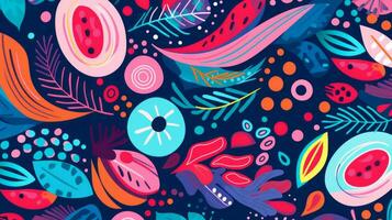 Joyful Christmas pattern, joyful colors, shapes. Generative AI photo