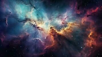 Colorful space filled with stars and clouds. Generative AI photo