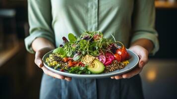 Health-conscious dining commitment to well-being. Generative AI photo