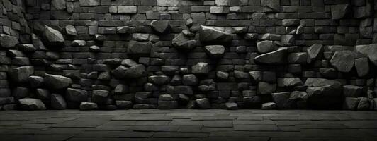 Black anthracite stone concrete texture background panorama banner long. AI generated photo