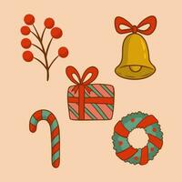 Navidad decoración articulo colección colocar. social medios de comunicación correo. Navidad ornamento vector ilustración.