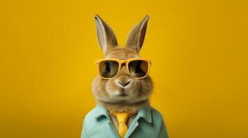 Generative AI, Cool Bunny Vibes A Rabbit Sporting Sunglasses photo