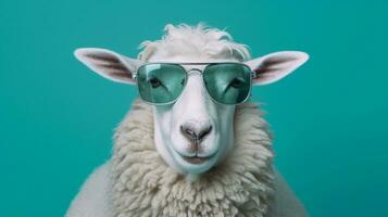 Generative AI, Cool Sheep Stylish Shades on a Pastel Playground photo