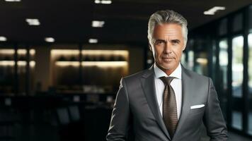 Confident and Elegant Handsome Middle-Aged Businessman Strikes a Pose, AI Generative photo