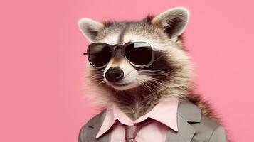 Generative AI, Cool Raccoon Stylish Shades on Pastel Playground photo