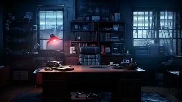 Gritty Detective's Office, AI Generative photo