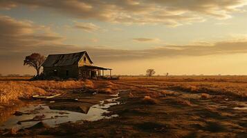 Countryside Barn A Picturesque Gem Amidst Green Fields, AI Generative photo