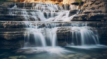 generativo ai, cascada sinfonía capturar el agraciado fluir de cascadas foto