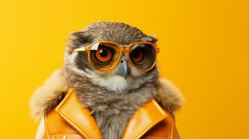 Generative AI, Cool Owl Stylish Shades on Pastel Paradise photo