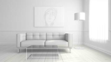 Contemporary Chic Modern Minimalist Living Room, Generative AI photo