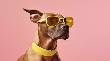 Generative AI, Cool Canine Dog Donning Sunglasses photo