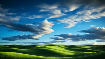 Eternal Landscapes Vibrant Fields and Rolling Hills, Generative AI photo