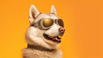 generativo ai, frio canino vibraciones siberiano fornido deportivo Gafas de sol foto