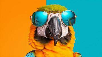 generativo ai, vibrante guacamayo un vistoso aviar fashionista foto