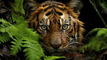 majestuoso Tigre en el encantador selva, ai generativo foto