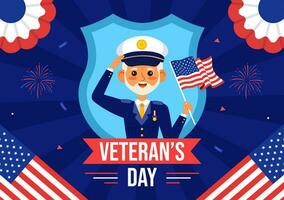 Veterans Day Social Media Background Flat Cartoon Hand Drawn Templates Illustration vector